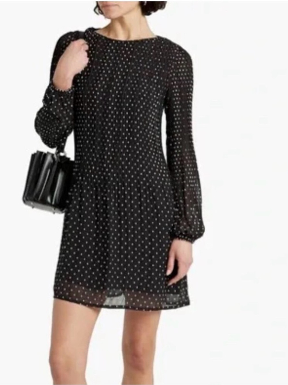 NWOT Maje Rockito Dress Black Polka Dot Long-Sleeve